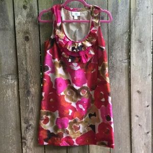ann taylor pink silk/cotton floral shift dress SP